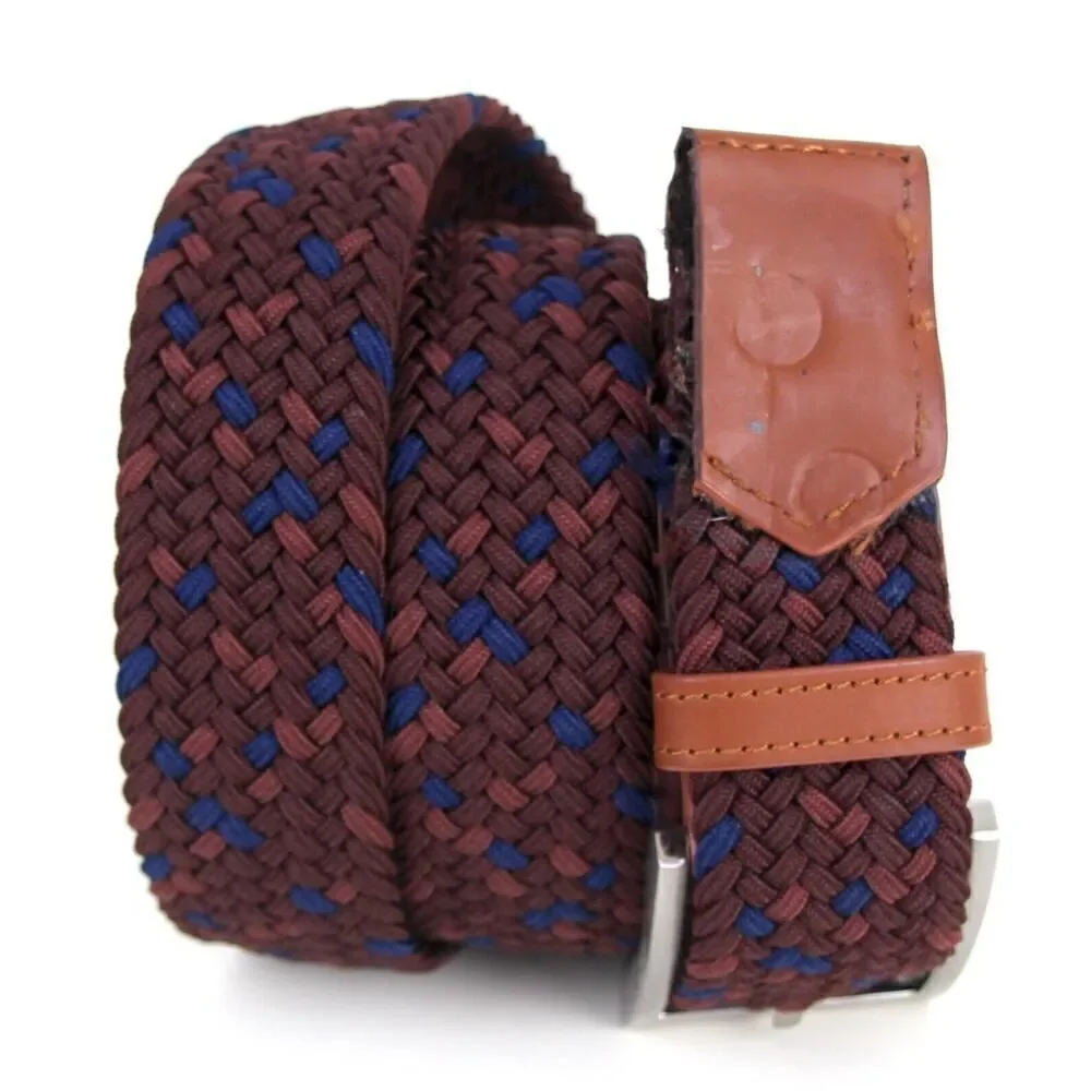 Gentlemen's Hardware BROWN LEATHER MULTICOLOR ELASTIC CORD MEN'S BELT 30-40 (B54